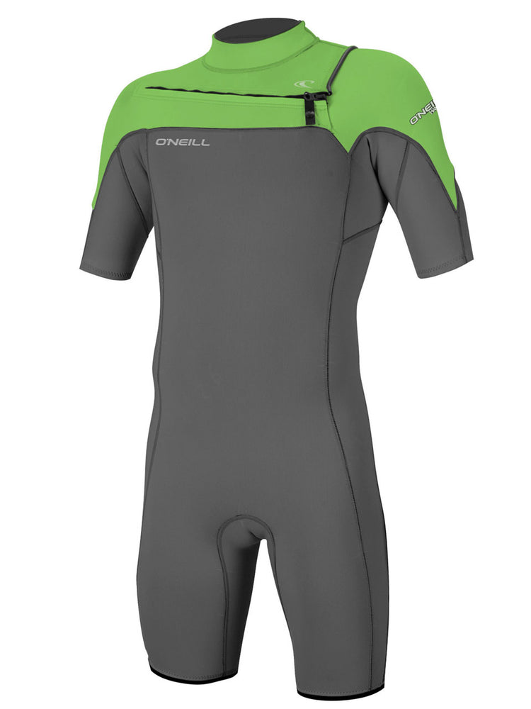 O'Neill Hammer 2MM Chest Zip Shorty Wetsuit - Graphite Dayglow - 2022 Mens shorty wetsuits