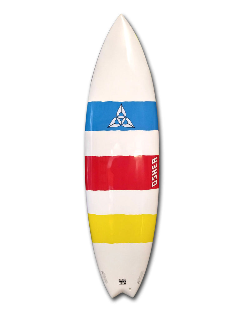 O'SHEA FISH 6'6" SURFBOARD 6'6" WHITE BLUE RED YELLOW SURFBOARDS