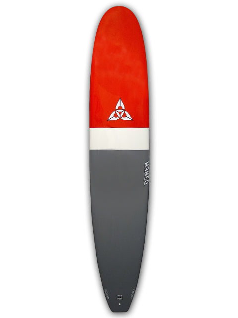 O'SHEA 9'6" PROGRESSIVE MALIBU SURFBOARD 9'6" RED/WHITE/GREY SURFBOARDS