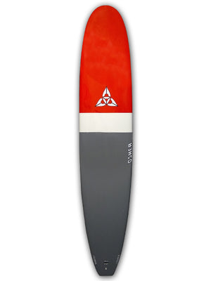 
                  
                    Load image into Gallery viewer, O&amp;#39;SHEA 9&amp;#39;6&amp;quot; PROGRESSIVE MALIBU SURFBOARD 9&amp;#39;6&amp;quot; RED/WHITE/GREY SURFBOARDS
                  
                