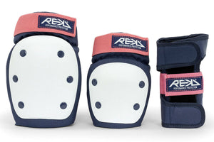 REKD HEAVY DUTY TRIPLE SKATEBOARD PAD SET BLUE PINK SKATEBOARD PADS