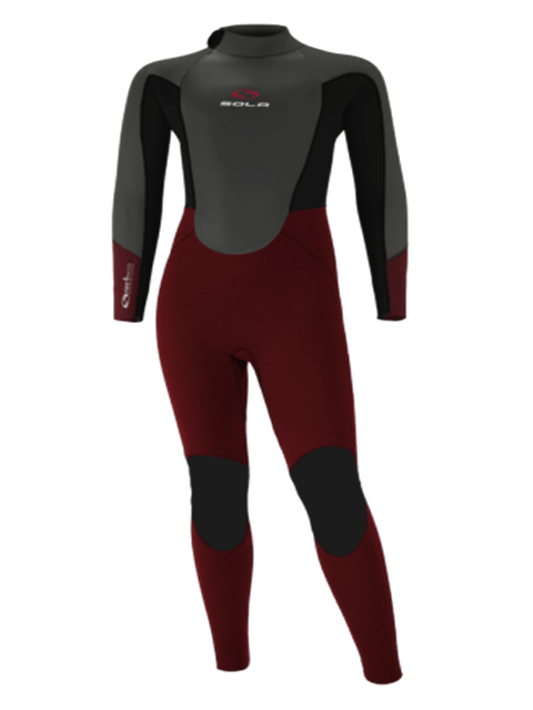 2021 Sola Fire 5/4MM Kids Winter Wetsuit Grey Red M Kids winter wetsuits