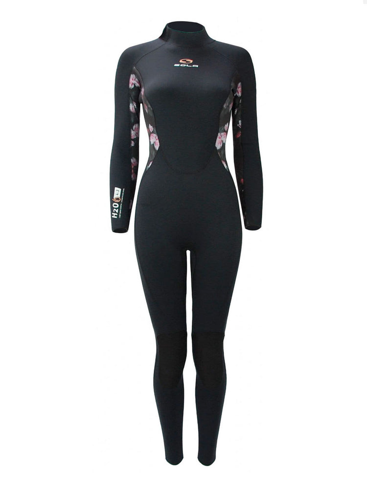 Sola Womens H2O 4/3mm Wetsuit - Black Floral - 2023 Womens winter wetsuits