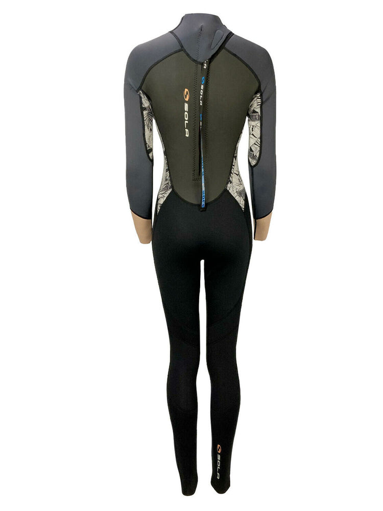Sola Womens Ignite 3/2mm Wetsuit - Grey Floral - 2022 Womens summer wetsuits