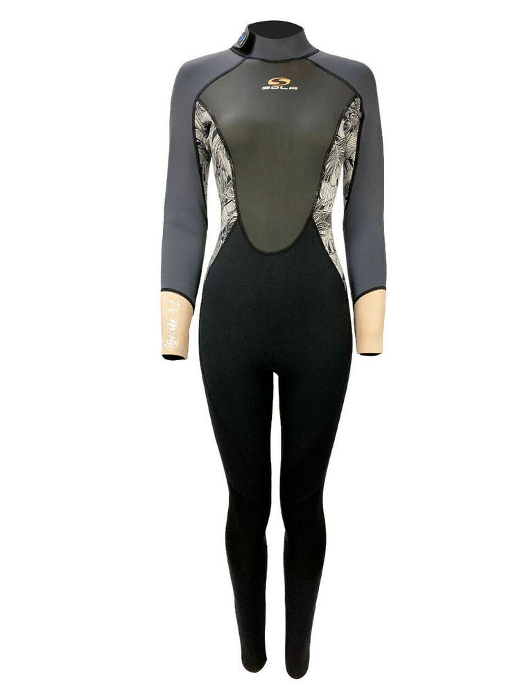 
                  
                    Load image into Gallery viewer, Sola Womens Ignite 3/2mm Wetsuit - Grey Floral - 2022 Womens summer wetsuits
                  
                