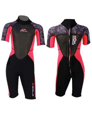 
                  
                    Load image into Gallery viewer, 2021 Sola Storm 3/2MM Kids Shorty Wetsuit Pink Berry Kids shorty wetsuits
                  
                