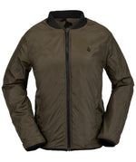 VOLCOM WOMENS REVIERSIBLE POLAR SNOWBOARD JACKET - SERVICE GREEN - 2021 FLEECE