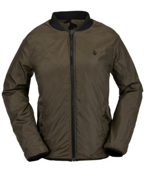 
                  
                    Load image into Gallery viewer, VOLCOM WOMENS REVIERSIBLE POLAR SNOWBOARD JACKET - SERVICE GREEN - 2021 FLEECE
                  
                